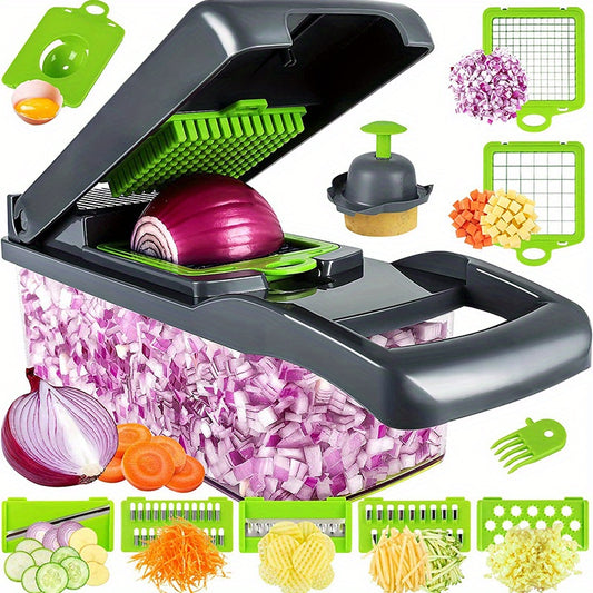 Vegetable Chopper With 8 Blades, Container, Peeler, And Filter