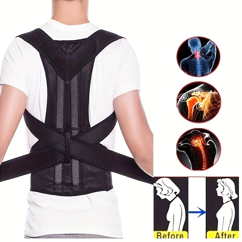 Breathable Mesh Adjustable Back Support for Correcting Posture and Supporting the Back