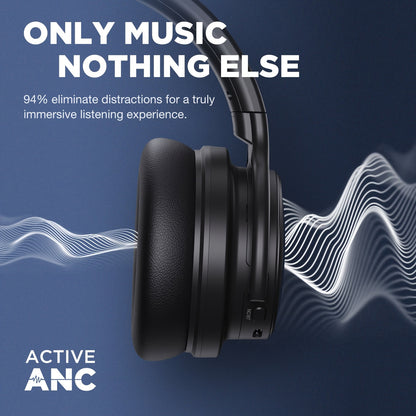 Active Noise Cancelling, Wireless Over Ear Headphones, 20H Playtime, Rich Deep Bass