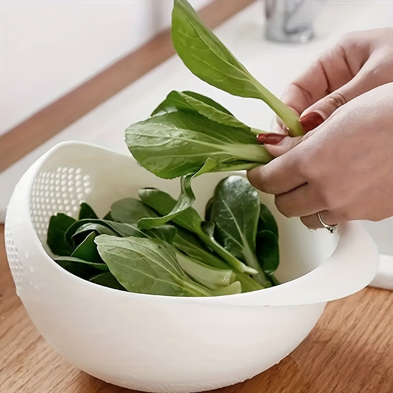 Plastic Rice Washing Bowl With Strainer