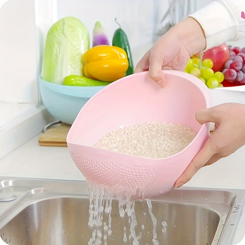 Plastic Rice Washing Bowl With Strainer