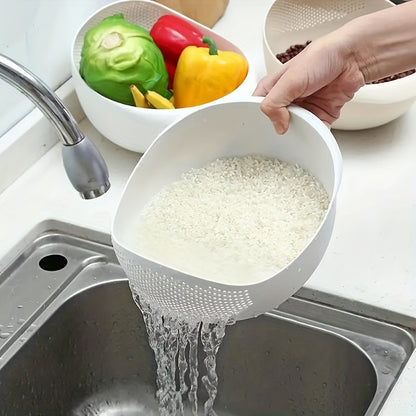 Plastic Rice Washing Bowl With Strainer