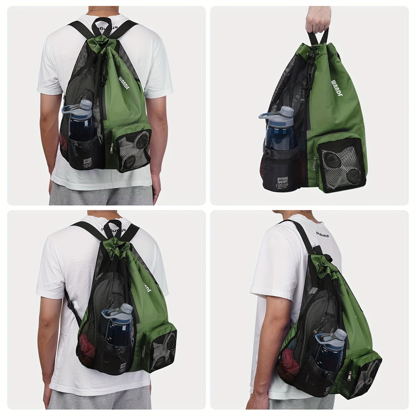 Swimming Bag Mesh Drawstring Backpack