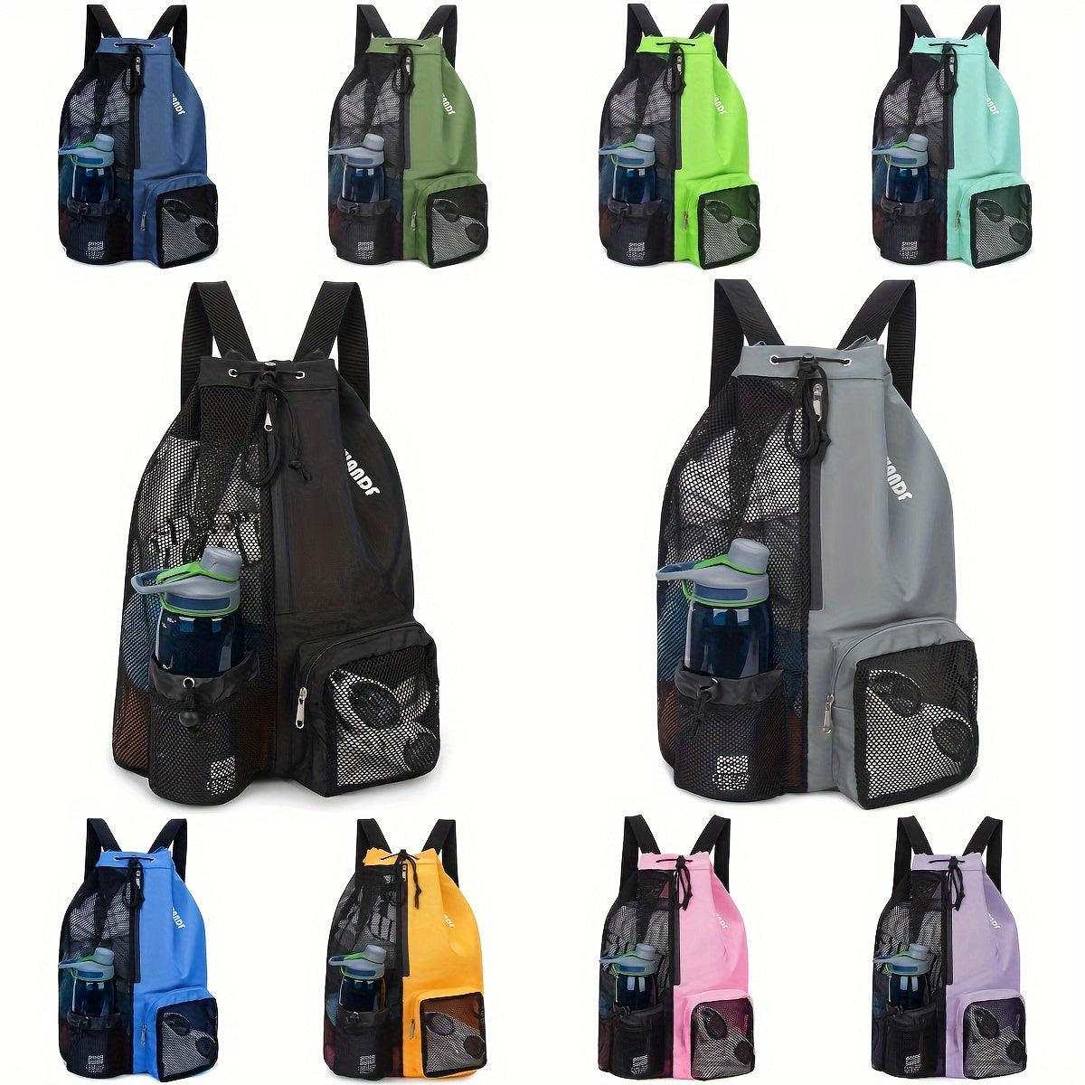 Swimming Bag Mesh Drawstring Backpack