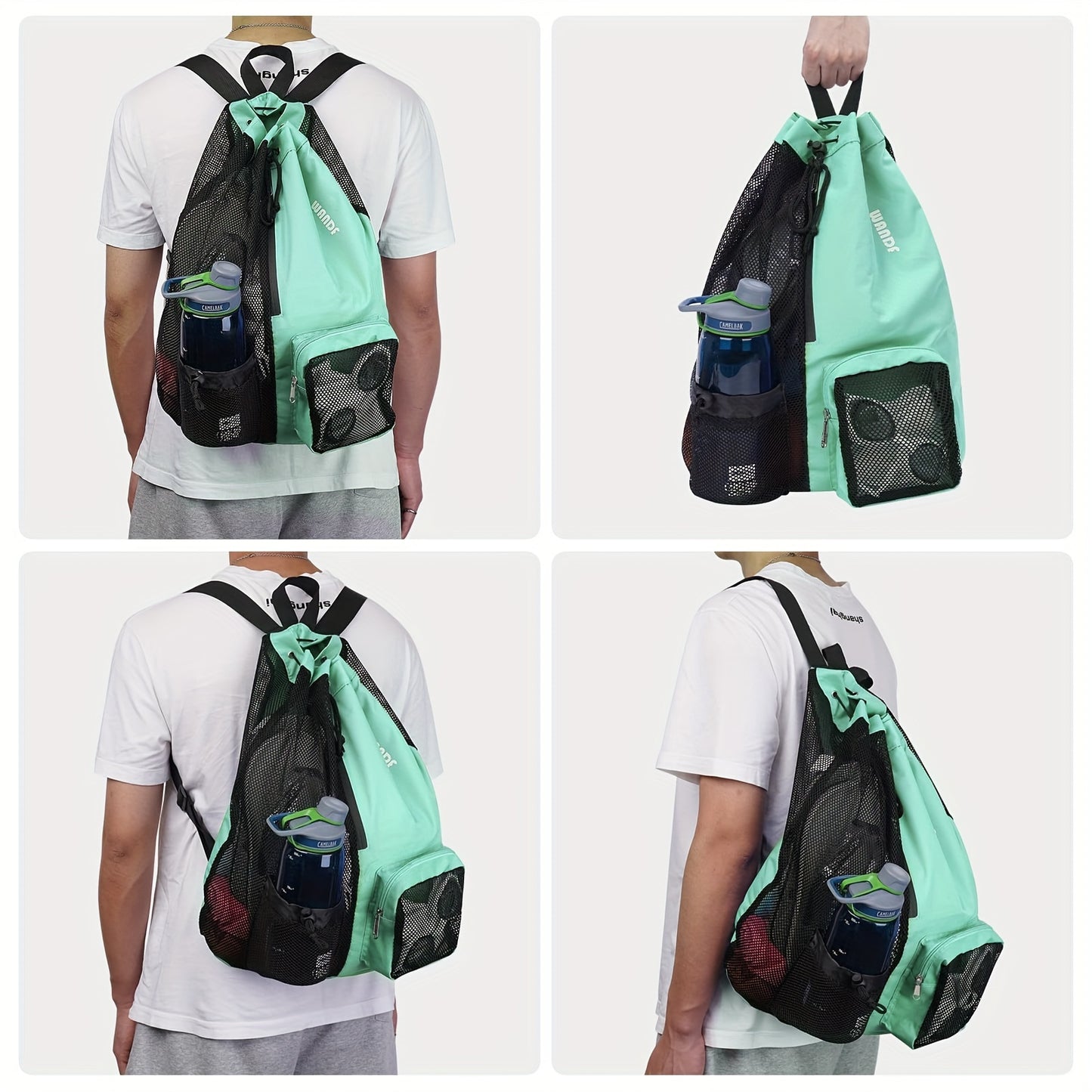 Swimming Bag Mesh Drawstring Backpack